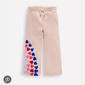 Mini Boden Light Pink Heart Appliqué Sweatpants